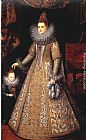 Clara Canvas Paintings - Portrait of Isabella Clara Eugenia of Austria with her Dwarf